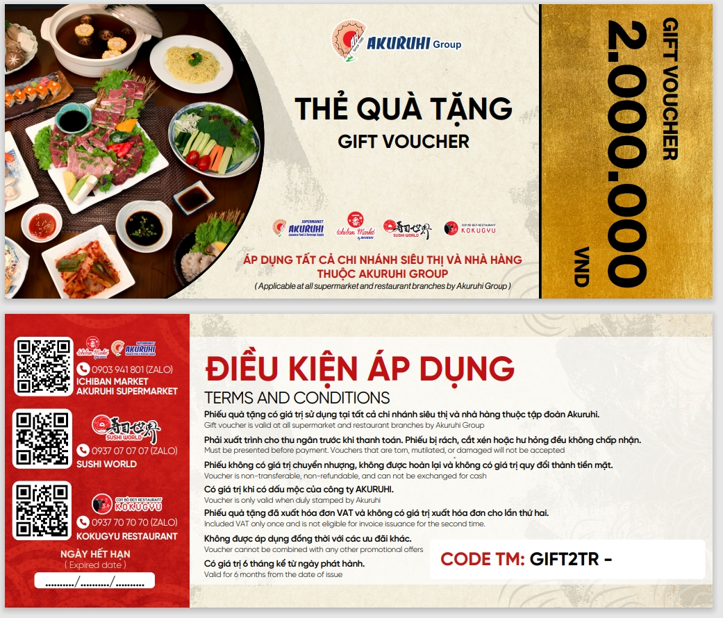 PHIẾU QUÀ TẶNG 2.000.000 vnd