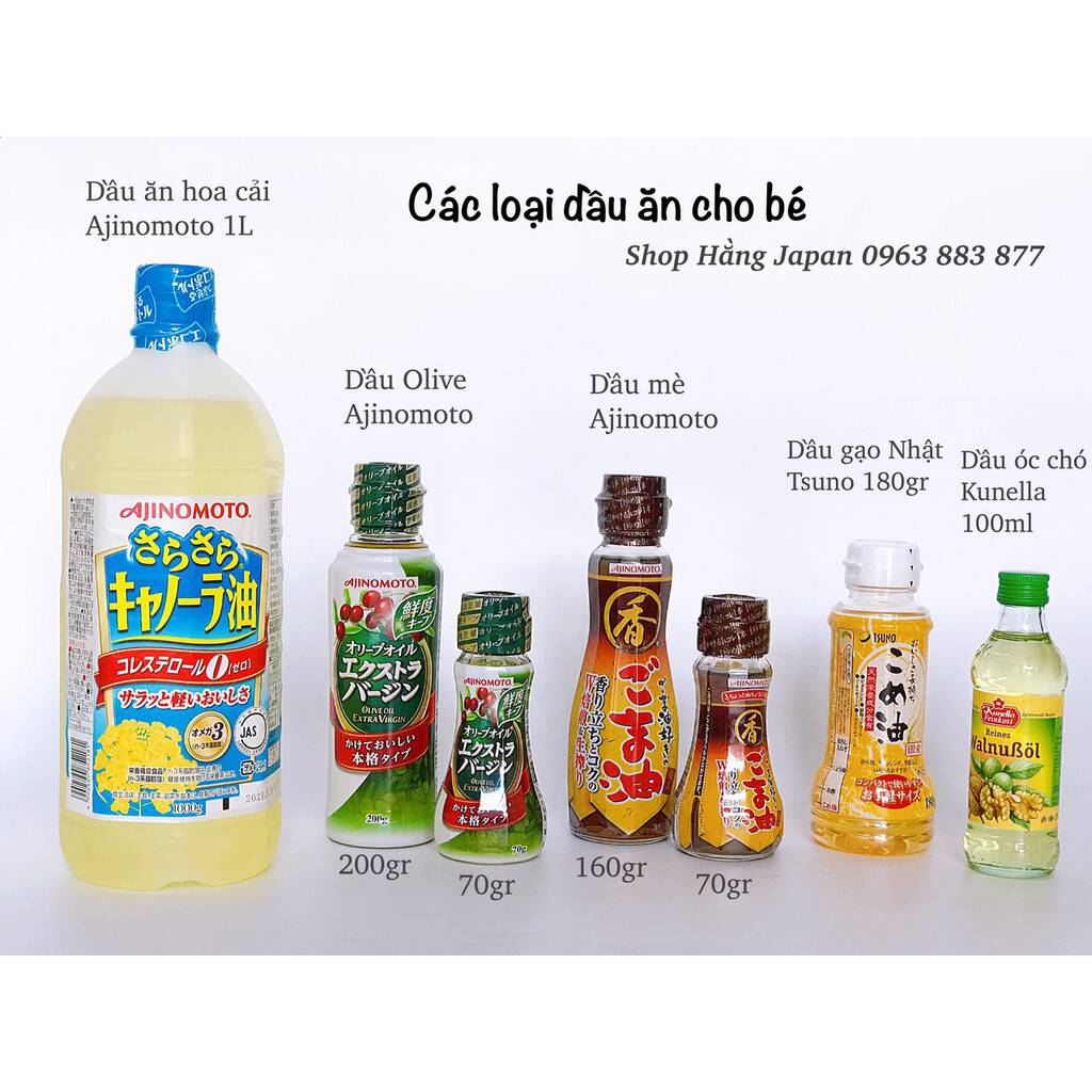 Các loại dầu ăn Nhật Bản phổ biến